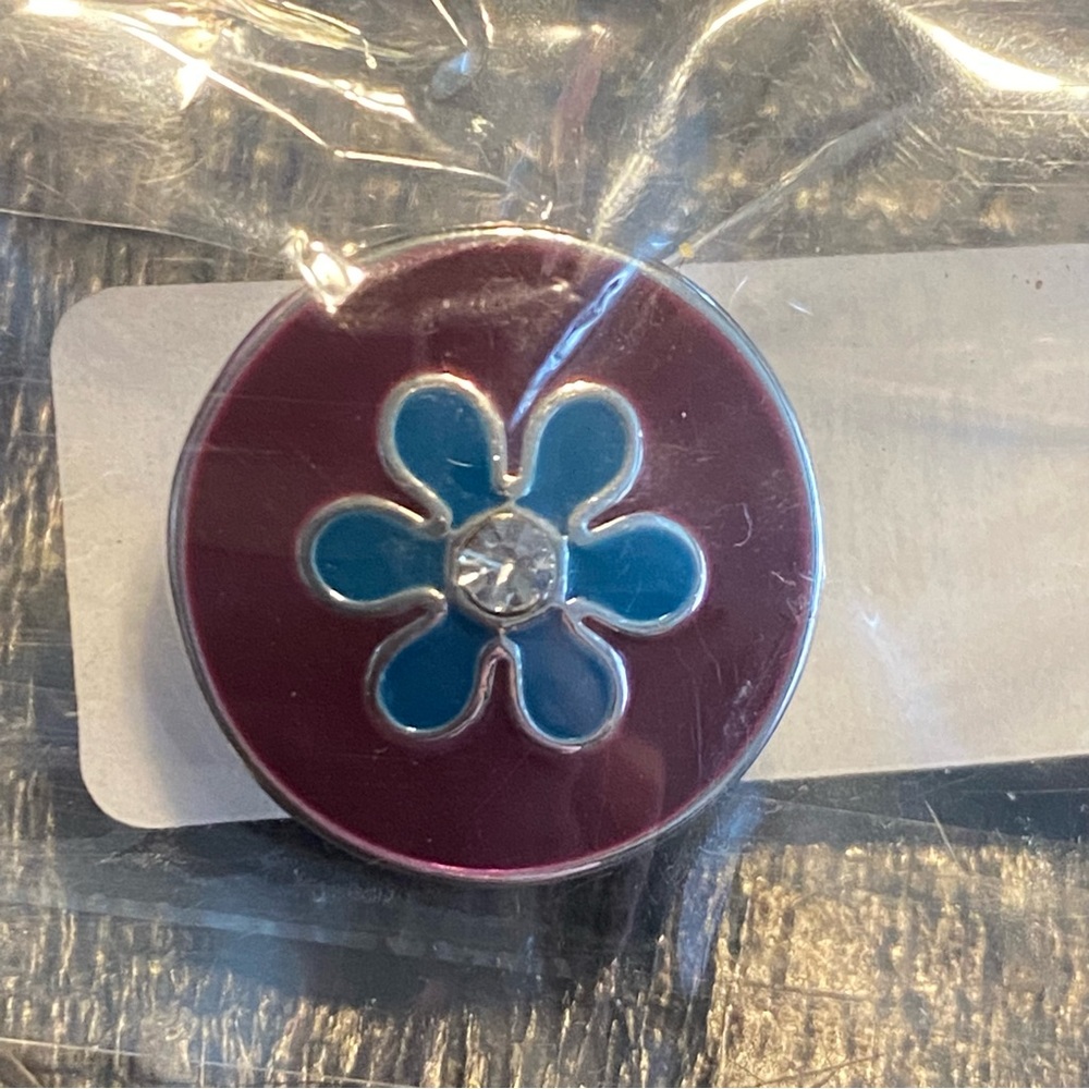 Original Magnolia and Vine Floral Blue and Purple Enamel Standard Jewelry Snap